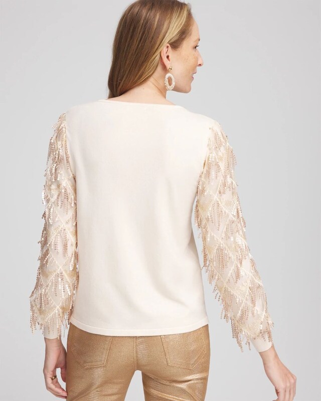 Sequin Ruffle Pullover Sweater - image 3